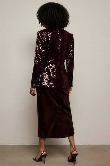 Sparkly Burgundy Sequins Femmes Costumes avec Manches